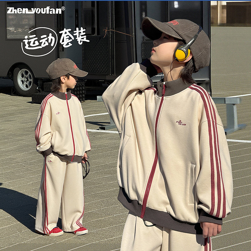 子供服男の子スポーツウェアセット 春の かっこいい服 年長児向け 春秋スウェットシャツ2点セット トレンド