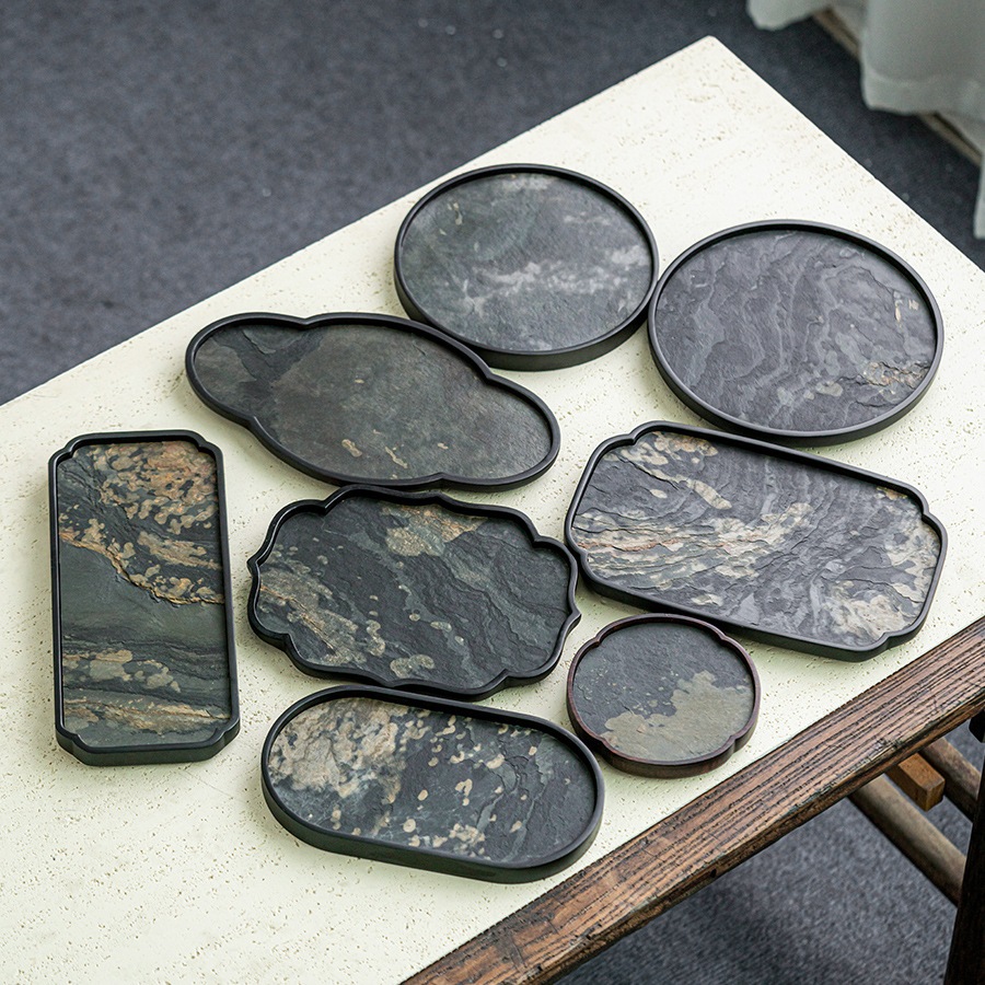 日本の乾燥バブルトレイ家庭用小トレイzenポットロックパネルストレージトレイハイエンドレトロ竹のボトムサポート