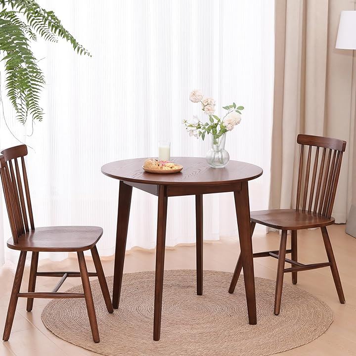 アメリカFAS級オークダイニングテーブル 丸テーブル 円形 アメリカオークウッド 無垢材 木製 人気 ラウンドテーブル 2～4人用(ブラウン, 直径70cm)