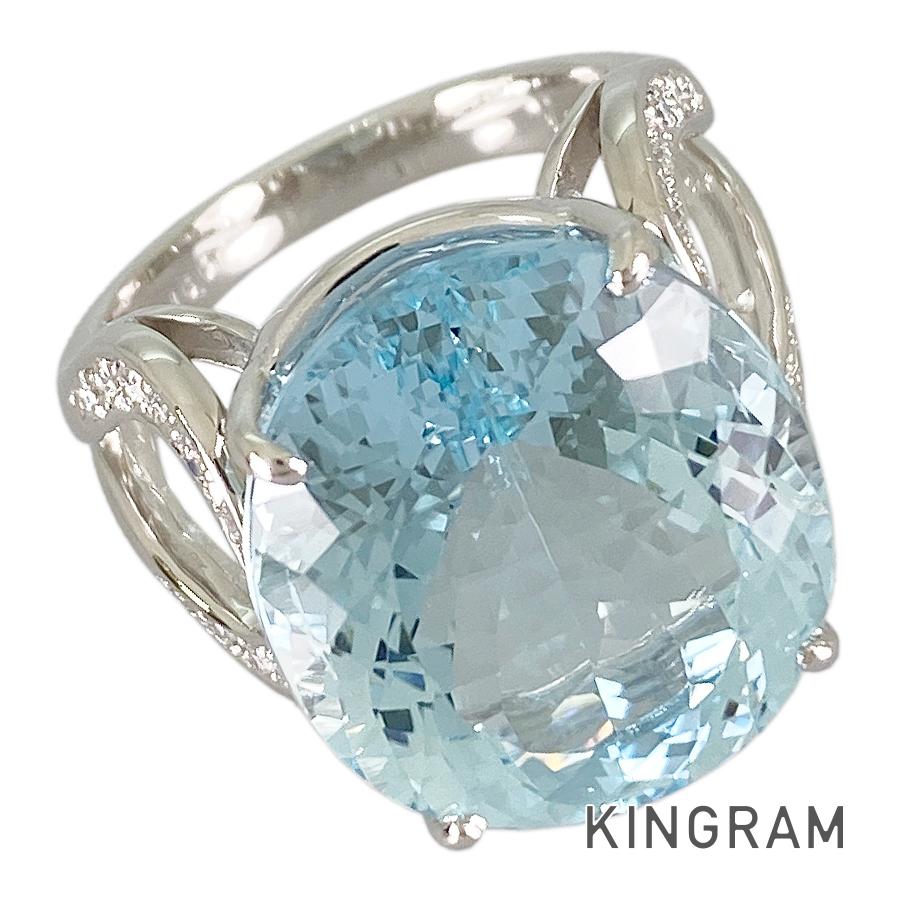 リング Pt900 アクアマリン ダイヤモンド 17号(57) sss【中古】