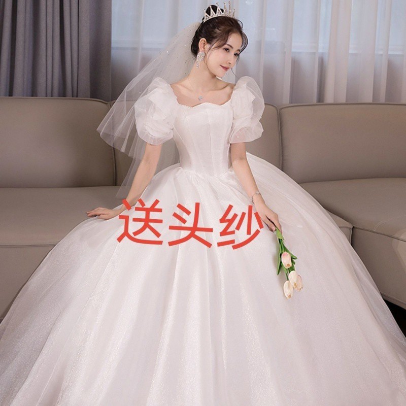 ウェディングウェディングガウンアウトドアガウンライトウェディングガウンユニバーサルファットレトロウェディングガウンスモール