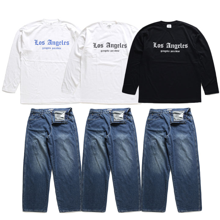 ACE FLAG 上下セット 長袖 ブランド Tシャツ ロンT デニム ロングパンツ メンズ 全3種 大きいサイズ エースフラッグ セットアップ ロサンゼルス