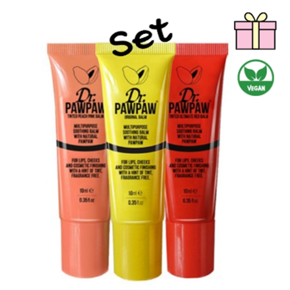 【3点セット】マルチバーム リップバーム, 10ml /イギリス オールインワン ビーガン クリーム/オリジナル+ピーチピンク+アーリーメイトレッド 1セット