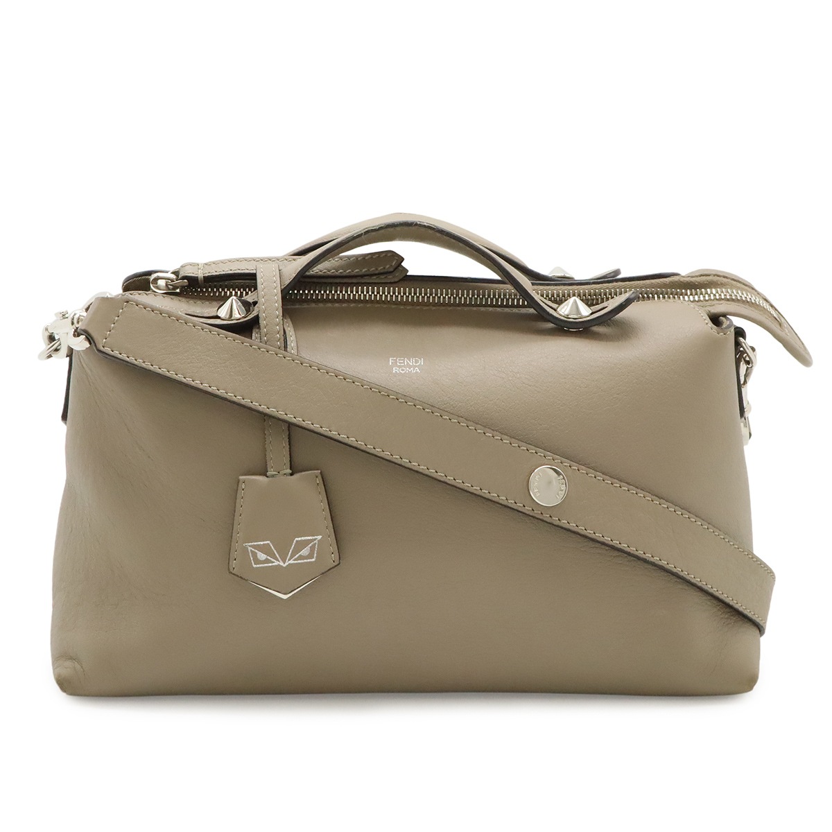 BY THE WAY バイザウェイ ミディアム ハンドバッグ 2WAY ショルダーバッグ レザー グレージュ シルバー金具 8BL12