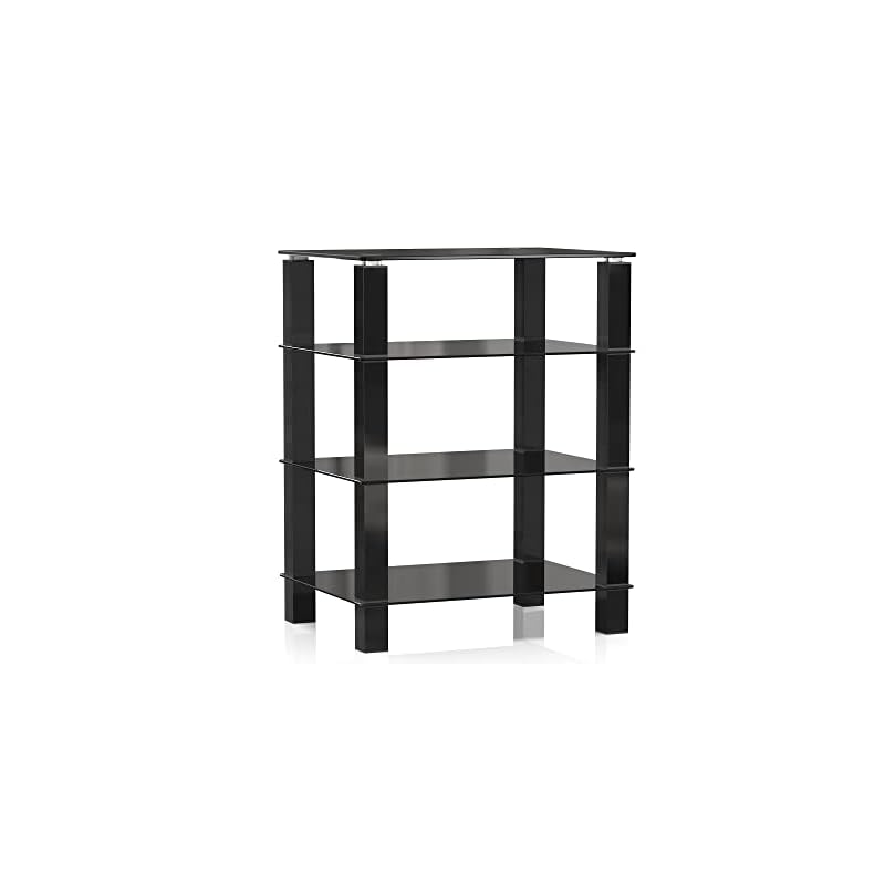 FITUEYES オーディオラック アンプラック パワーアンプキャビネット オーディオスピーカーアンプキャビネット CDアンプ機器ラック プリンタブラケット ホームストレージシェルフ 強化ガラス オー