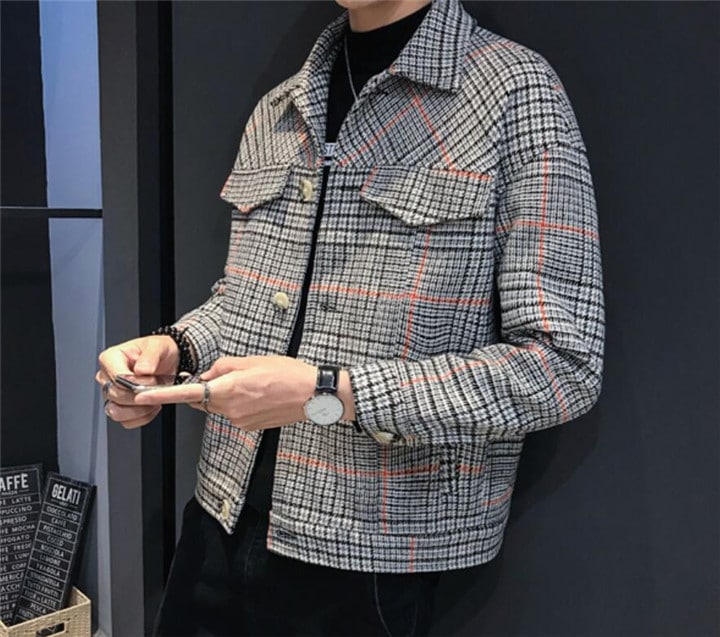 超お買い得タイムセール メンズ トレンチコート ファッション 短いスタイル 韓国 ゆったりする ハンサム チェック柄 ジャケット 秋冬 チェスターコート 百掛け カジュアル コート タイド