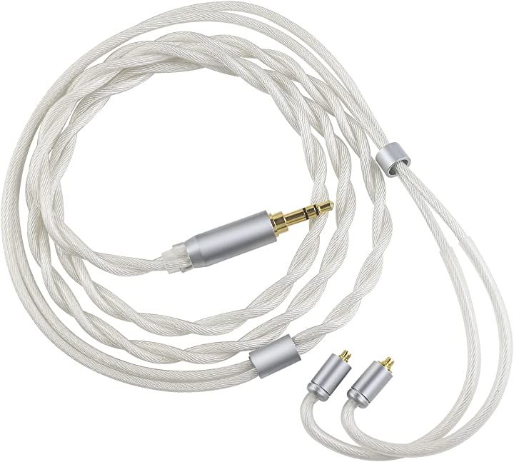 TZ35 MMCXリケーブル2芯同軸 OCCケーブル 銀メッキ・単結晶銅 アップグレードケーブル 3.5mm イヤホン交換用 1.2m(OCC同軸ケーブル)