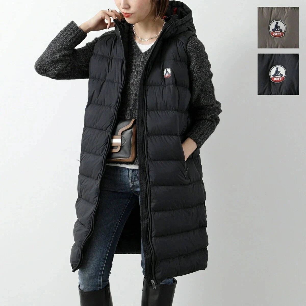 JOTT ジョット ダウンベスト MANON WDOW30 レディース フード ロング丈 ロゴ カラー2色