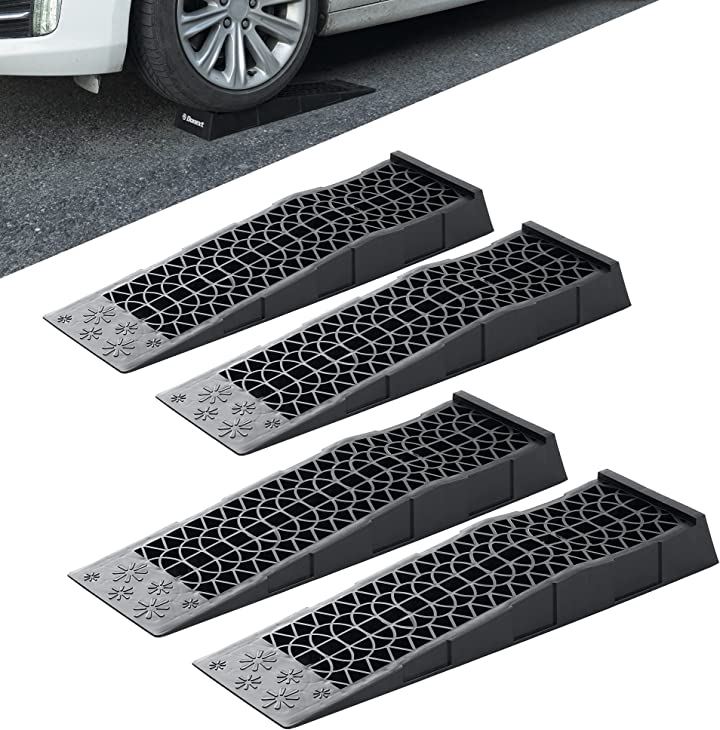 カースロープ ハイリフト タイヤスロープ 整備用 オイル交換 SUV/ジープ/バン/トラック対応可能 軽量(4pcs-3T, 4pcs)