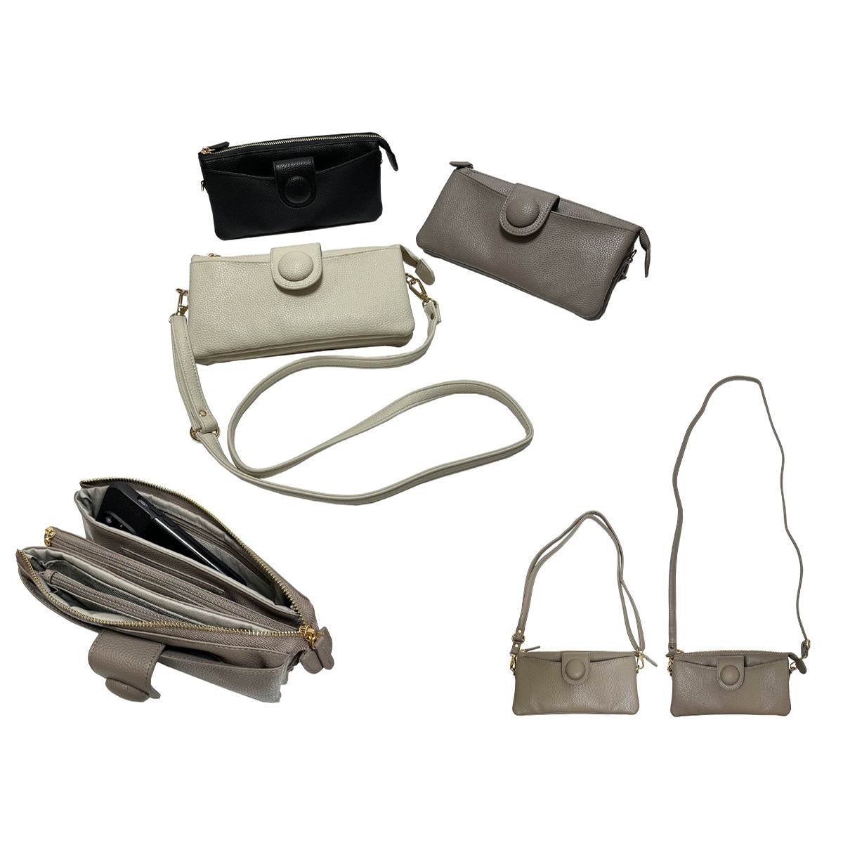 くるみボタン ウォレットバッグ お財布ポシェット ポシェット財布 ショルダー財布 クラッチ 海外旅行 プレゼント 3color 5,524円