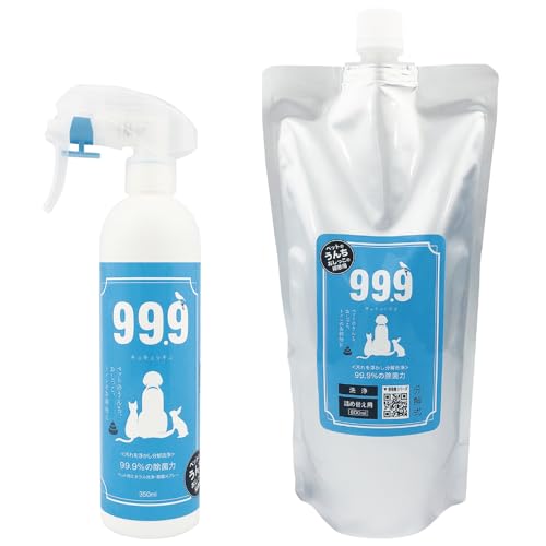 食器ヌメリ取り ペットまわりのお掃除クリーナー99.9ペット洗浄(350mlｽﾌﾟﾚｰ+600ml詰換セット)舐めても問題なし 国内生産で無添加