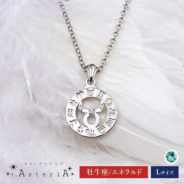 τ-Ast eri A SV タウアステリア ネックレス Lサイズ ( 牡牛座 星座守護石 エメラルド ) シルバー