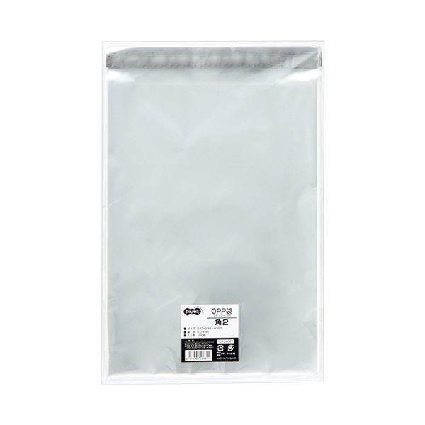 （まとめ） TANOSEE OPP袋 フタテープ付角2 240330+40mm 1セット（500枚：100枚5パック） 5セット