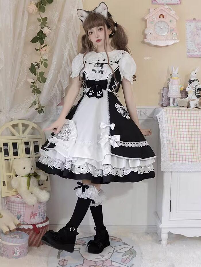 【新作登場 最安値!】181ロリータ ドレス中袖ワンピース　 ゴスロリ コスプレ メイド服 コスチューム 文化祭 学園祭 衣装 仮装 ハロウィン おすすめ 可愛い ドレス　日常　写真　舞台
