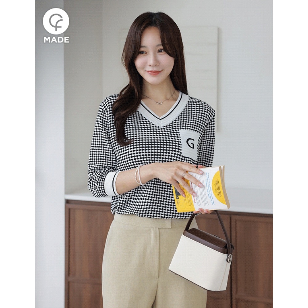 クリック＆ファニー チェックニットジゼルロゴ