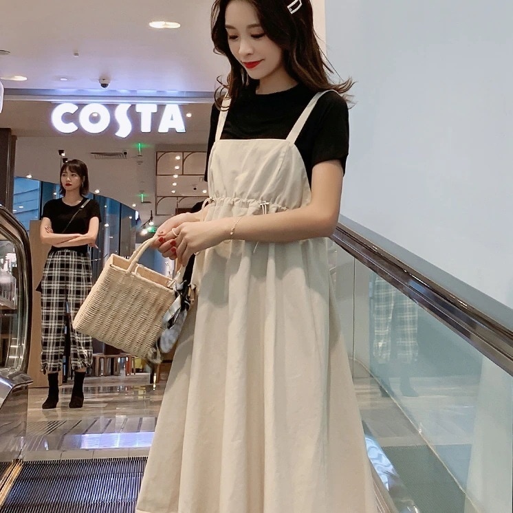 スカート ワンピース 膝丈 ひざ丈 フレア Aライン ウエストゴム かわいい 大人可愛い きれいめ シンプル カジュアル 大人 おしゃれ レトロ 大人女子 こなれ感 キュート ガーリー 無地 春 夏