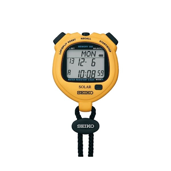 （まとめ）セイコーウオッチストップウオッチソーラー スタンダード イエロー SVAJ003 1個3セット