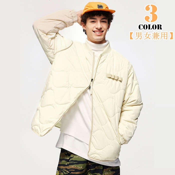 男女兼用　防寒ジャケット　メンズ　レディース　アウター　ショート丈　暖かい　軽い　ゆったり　ジャケット　フラットジャケット　シンプル　中綿入りジャケット