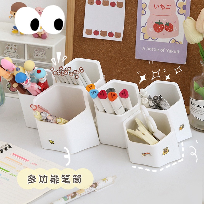 笔筒の女の子の児童の斜めに差し込む式の学生のかわいいins日系の事務室のデスクトップの超大容量の収納 良好品