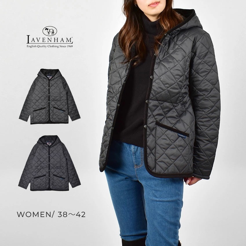 ラベンハム クレイドン SLJ1246 レディース アウター 上着 羽織 中綿 中わた ミドル丈 フード キルティングジャケット おしゃれ 防寒 保温 温かい 通勤 シンプル 長袖 無地 シンプル