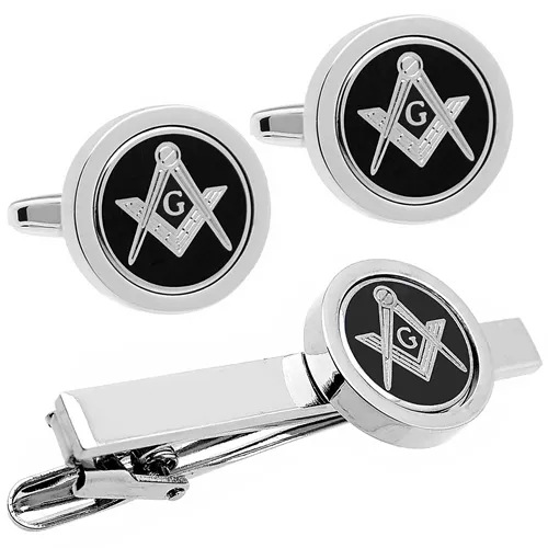 カフス ネクタイピン セット ブラック フリーメイソン カフスボタン カフリンクス タイクリップ タイピン
