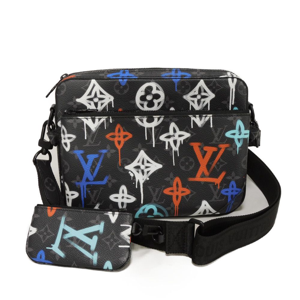 【中古】 ショルダーバッグ スプレー マルチカラー RFID トリオ メッセンジャー モノグラム エクリプス グラフィティ M21396