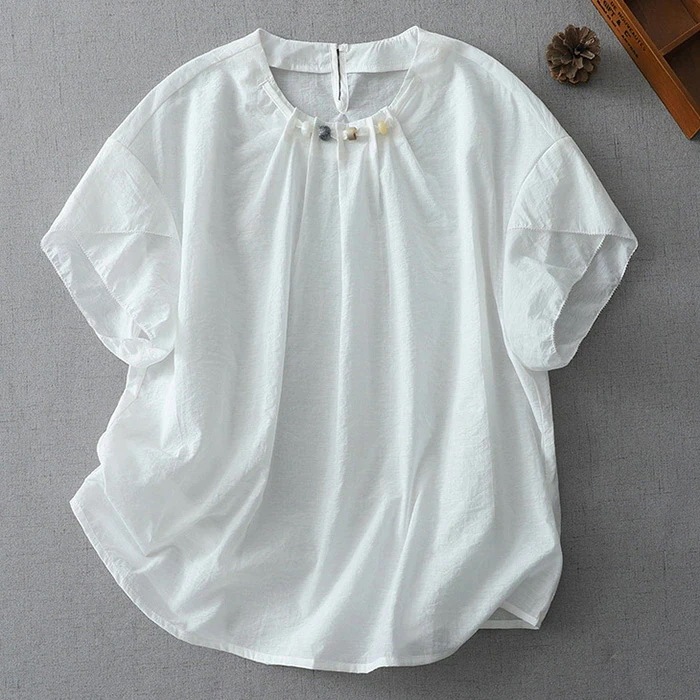 【20点セット】Tシャツ ブラウス レディース 夏 tシャツ 半袖 コットンブラウス 無地 プルオーバー クルーネック 涼しい ひんやり 薄手 ゆったり 体型カバー きれいめ カジュアル ナチュラル