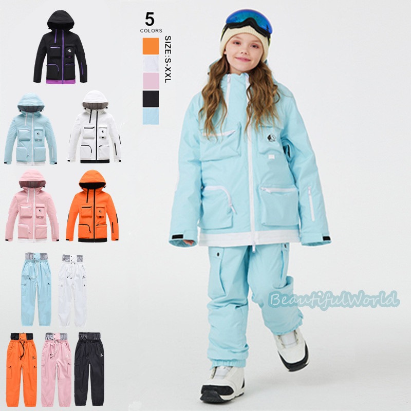 スノーボードウェア キッズ スキーウェア 上下セット 子供 ジュニア スノボウェア ジャケット パンツ 男の子 女の子 スノーウェア 撥水 防風 保温 雪遊び