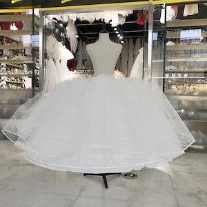 納期21日程度かかります：白チュール7フープ3層ペチコートウェディングドレスのためにプラスサイズふわふわ夜会服アンスコクリノリンpettycoatフープスカート