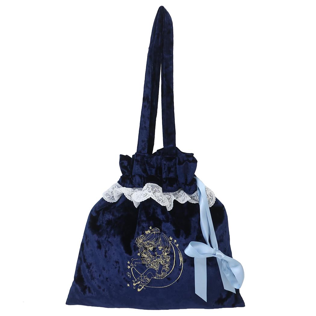 水森亜土 トートバッグ レース＆ベロア巾着トート つき キャラクター グッズ