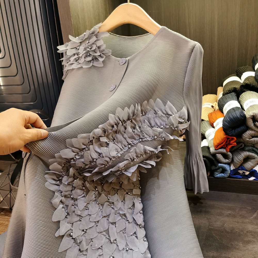 重工釘珠立体花しわワンピース気質ゆるいスカート