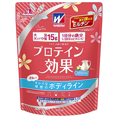 ウイダー プロテイン効果 ソイミルク味 660g (約30回分) ソイプロテイン ボディメイク用 1日分の鉄分 1/2日分のビタミンC プロテイ