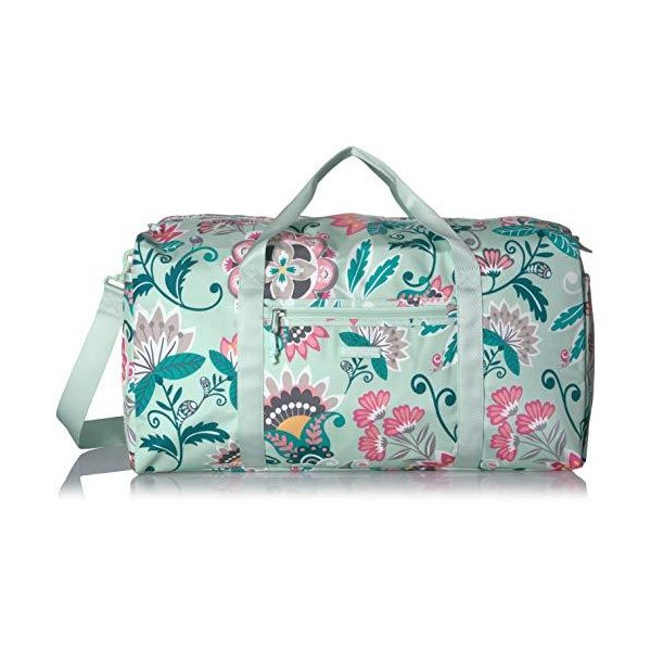 Vera Bradley Women s Lighten Up Large Travel Duffle Bag, Mint Flowers 並行輸入品
