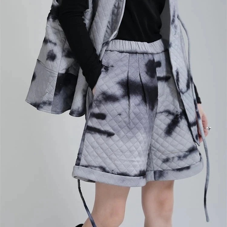 ボトムス ボトム パンツ ホット ロースアップ ハーフパンツ キルティング タイダイ ウエストゴム
