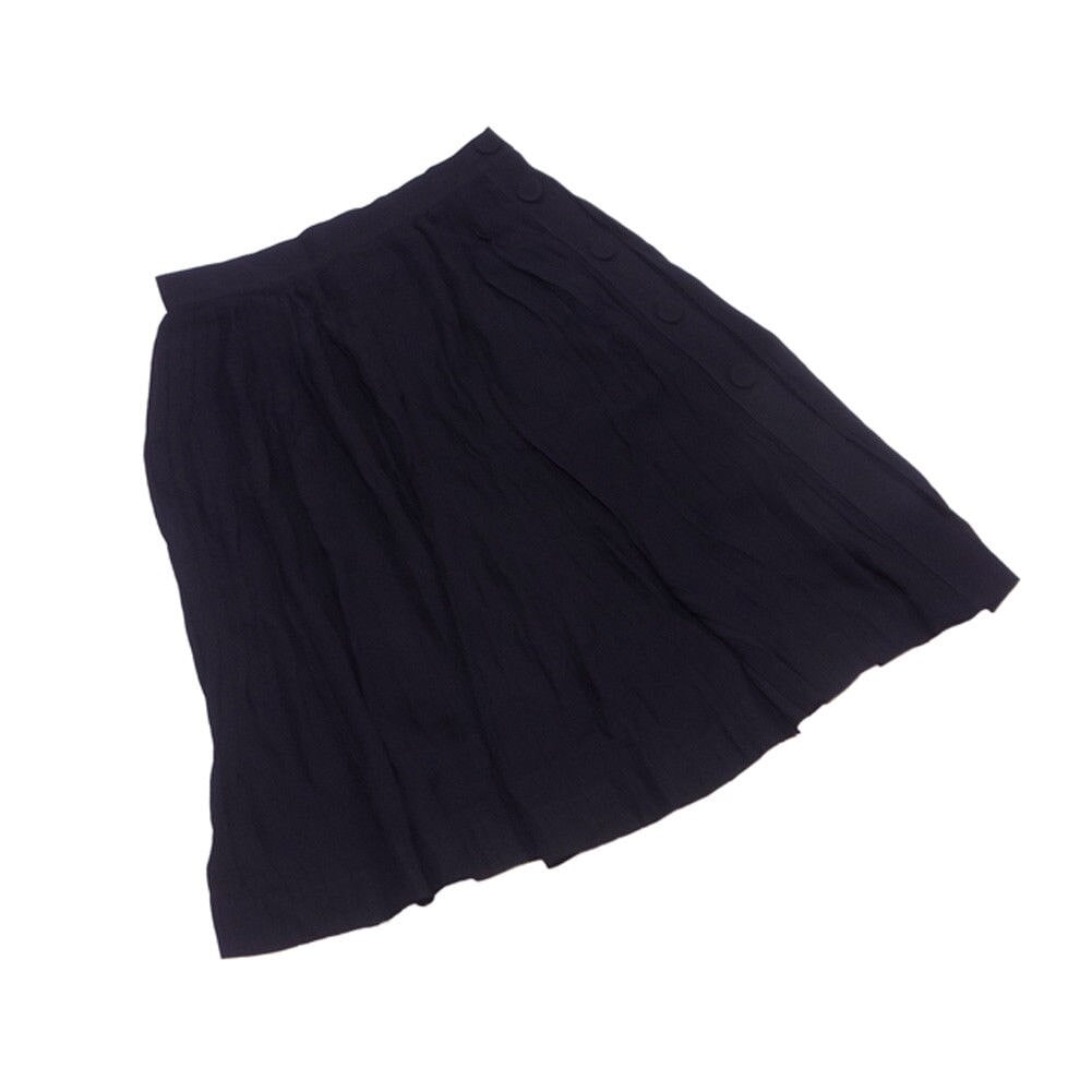 スカート フレアー プリーツ サイドボタン＆スリット ブラック 中古