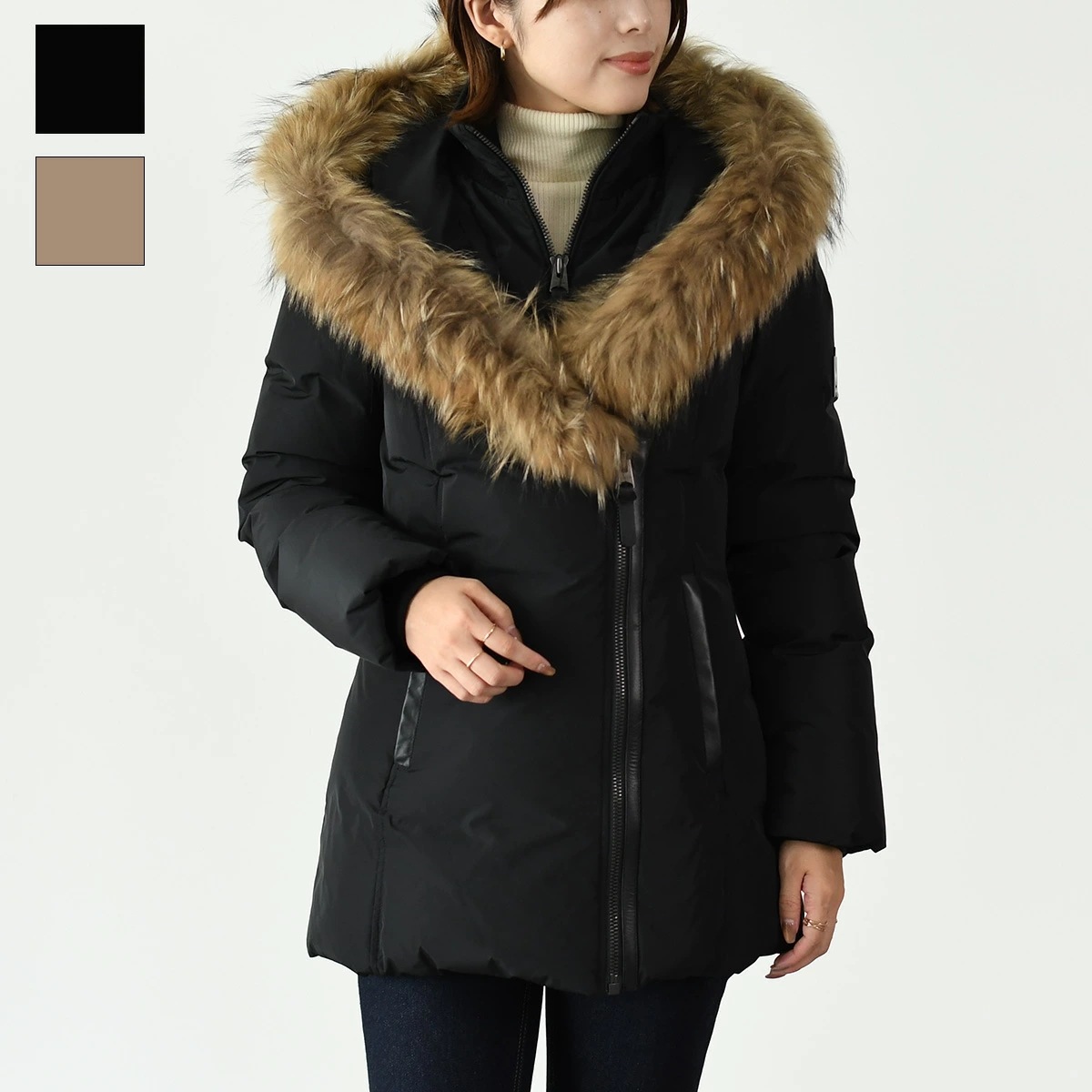 アウター ダウン ADALI-F ダウンコート ADALI-F レディース 女性 BLACK ブラック 黒 CAMEL キャメル フード 無地 人気 おすすめ 防寒