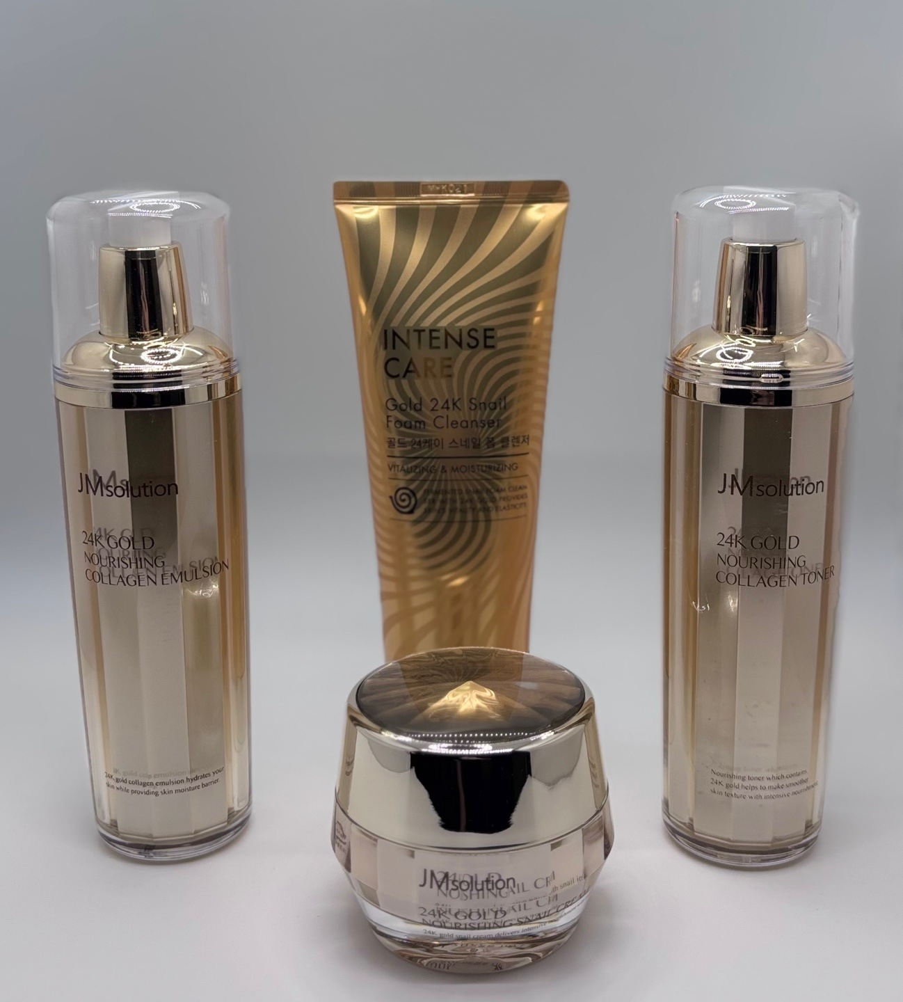 24k gold nourshing snail cream + collagen emultion x2 + snail foam cleanser