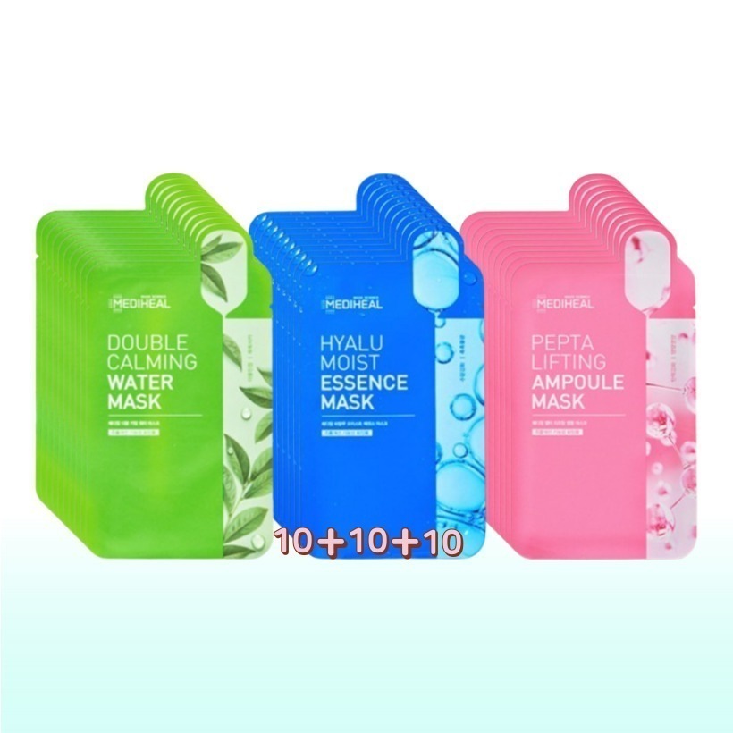 [10+10+10] ダブルカーミングウォーターマスク+ヒアルモイストエッセンスマスク+ペプタリフティングアンプルマスク 30枚入り 1セット