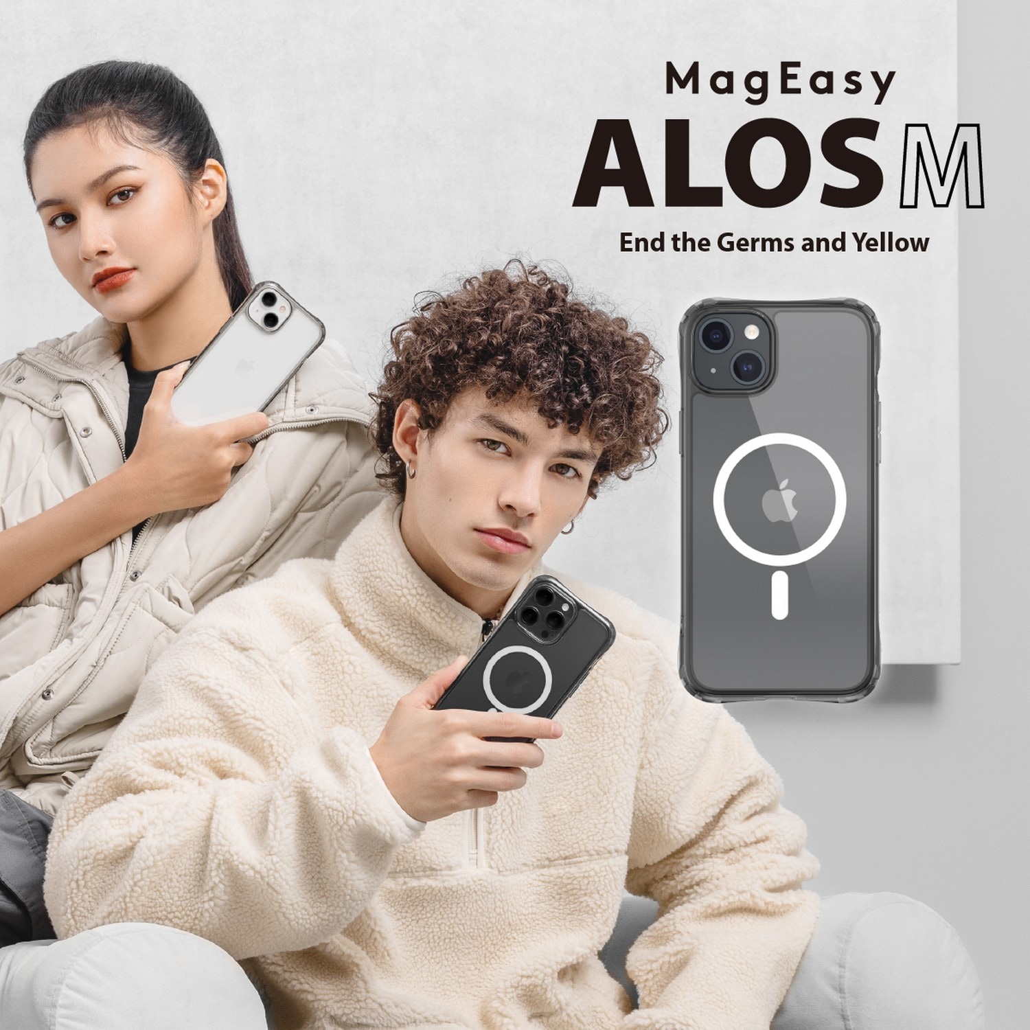 iPhone15 対応 ケース Magsafe 対応 マグネット 付 / 耐衝撃 米軍 MIL規格 クリア 耐衝撃ケース 黄ばみ 防止 透明 スマホケース Alos M