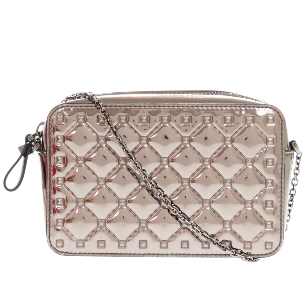 新品同様 ロックスタッズ スパイク ショルダーバッグ エナメル ガンメタリック 0777【中古】 レディース 30,745円