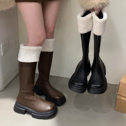 レディース ブーツ ロングブーツ フラット ぺたんこ もこもこ ふわふわ ボア 美脚 脚長 ウール かわいい 大人可愛い シンプル カジュアル 上品 おしゃれ ラフ クール モード モダン 主役級