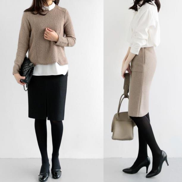 【SNS大人気】タイトスカート ラシャスカート スカート ひざ丈 レディース スカートミディアム丈 ハイウエスト 通勤 オフィス ビジネス 就活 大きいサイズ 膝丈 普段着 厚手 秋物 冬物 ポケット