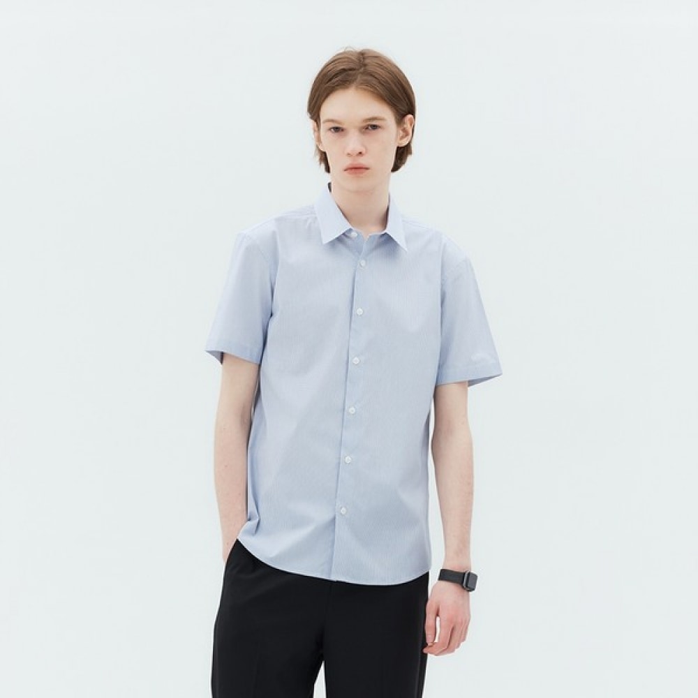 [マインドブリッジ] チェック半袖ドレスシャツ_セミ MYDS3182