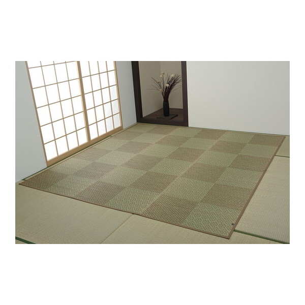 1080490020602 敷物 花ござ 国産 日本製 小林製薬 持続性抗菌剤 KOBA-GUARD 制菌 抗菌防臭 夏 い草 市松 モダン ベージュ 江戸間6畳 約261×352cm メーカー直送