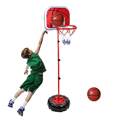 Taeku ミニ バスケットゴール, バスケットボールセット子供用 バスボールスタンド 高さ調整可能 二つボール付き 室内 屋外兼用 ポータブル 安定性 バスケの練習用 誕生日プレゼント(170CM)