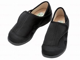 神戸生絲 介護靴 「あし笑顔」かかとが踏めるルームシューズ ブラック 3L KT-1