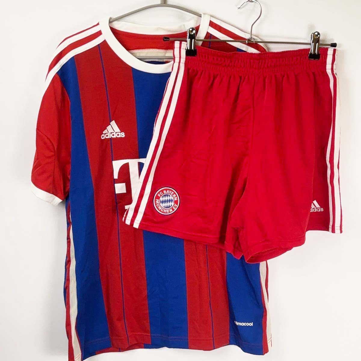 【中古】[上下セット] アディダス サッカー バイエルン ミュンヘン 2014-15 ホーム ユニフォーム ゲームパンツ #19 GOTZE ゲッツェ O ADIDAS