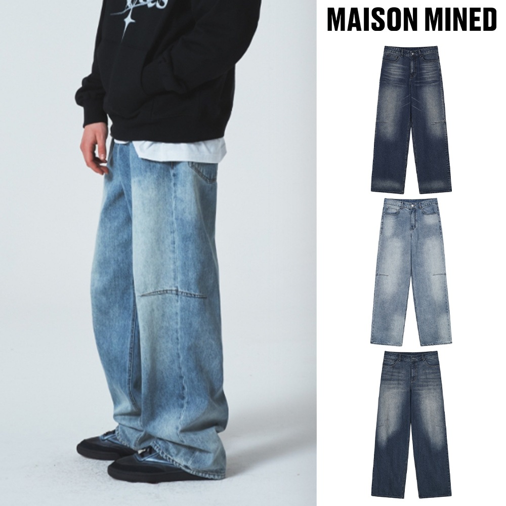【MAISON MINED】 DART BRUSH WIDE DENIM PANTS