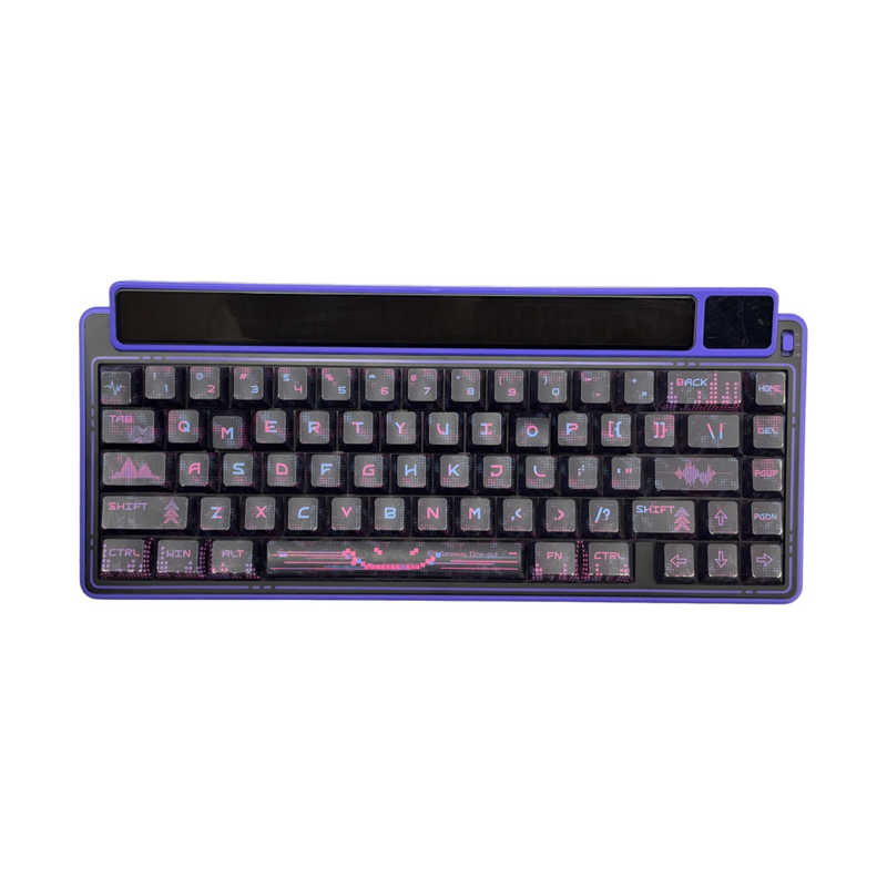 AULA　ゲーミングキーボード 可視化マルチメディアスクリーン 8000mAh大容量バッテリー 五重精密充填ハードコアガスケット構造 Purple　AMG65JP-PP