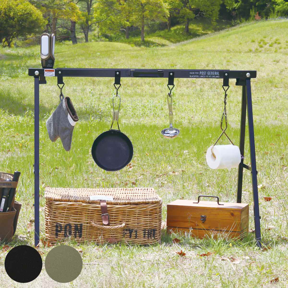 ハンガーラック ソーホース＆ハンガー POST GENERAL ハンギング アウトドア キャンプ ギア 収納 吊り下げ 収納ラック 折りたたみ 持ち運び コンパクト スチール製 フック4個付き